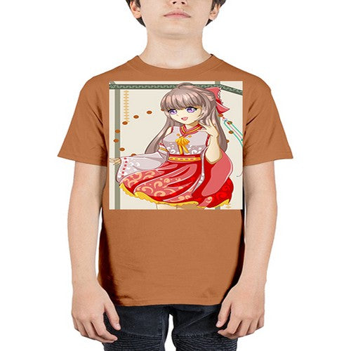 A beautiful and happy girl with kimono 104# - anime - Youth Tee Unisex