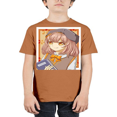 A beautiful girl wearing uniform with book 93# - anime - Youth Tee Unisex
