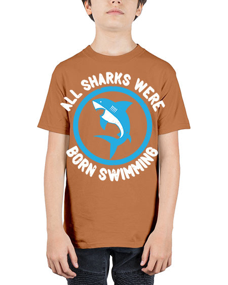 All sharks were born swimming Style 100# - shark-fish - Youth Tee Unisex