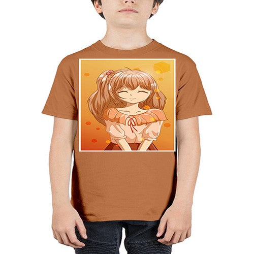 Beautiful and cute girl brown hair at sunset 164# - anime - Youth Tee Unisex