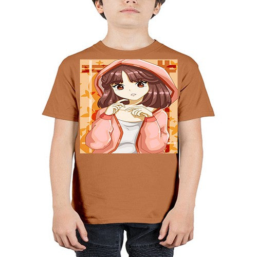 Beautiful and cute girl brown hair with jacket 81# - anime - Youth Tee Unisex