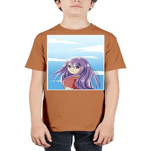 Beautiful and cute girl purple long hair in the summer with 109# - anime - Youth Tee Unisex