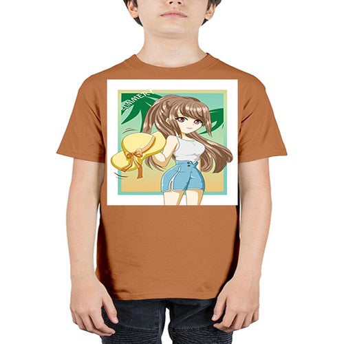 Beautiful and cute girl with hat on the beach in the summer 154# - anime - Youth Tee Unisex