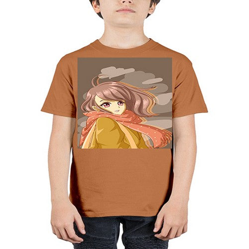 Beautiful and cute girl with scarf 91# - anime - Youth Tee Unisex