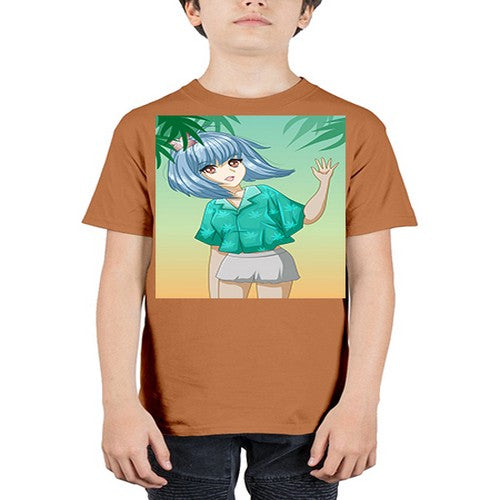 Beautiful and happy girl on the beach in summer 48# - anime - Youth Tee Unisex