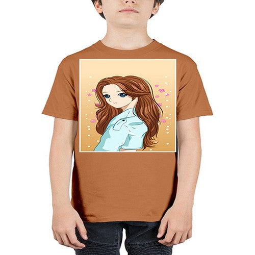 Beautiful and pretty girl brown long hair 123# - anime - Youth Tee Unisex