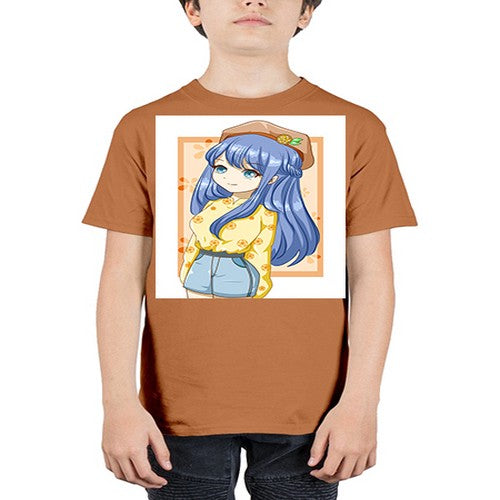 Beautiful and soft girl blue hair in summer 153# - anime - Youth Tee Unisex