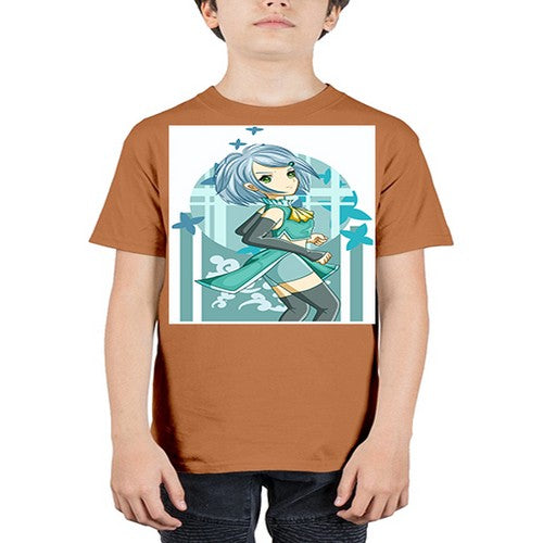Beautiful girl blue hair with green clothes 161# - anime - Youth Tee Unisex