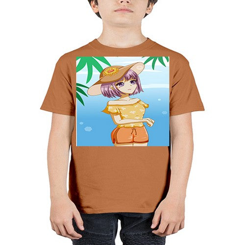 Beautiful girl in summer with sunflower 116# - anime - Youth Tee Unisex