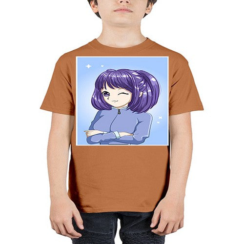 Beautiful girl short purple hair 6# - anime - Youth Tee Unisex