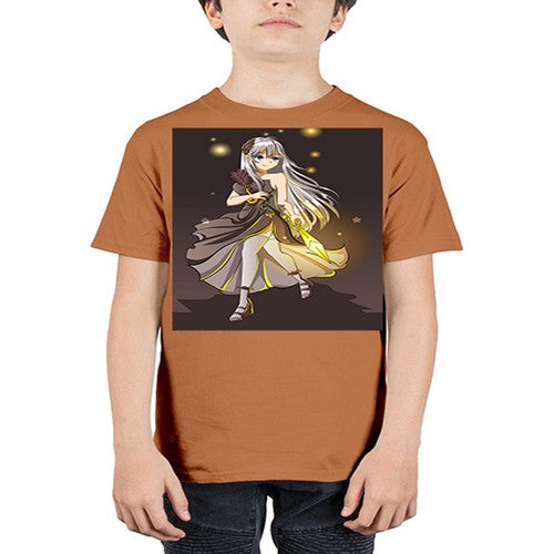 Beautiful girl with black dress and sword game 129# - anime - Youth Tee Unisex