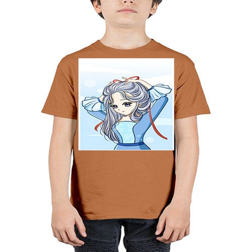 Beautiful princess silver hair with blue dress 120# - anime - Youth Tee Unisex