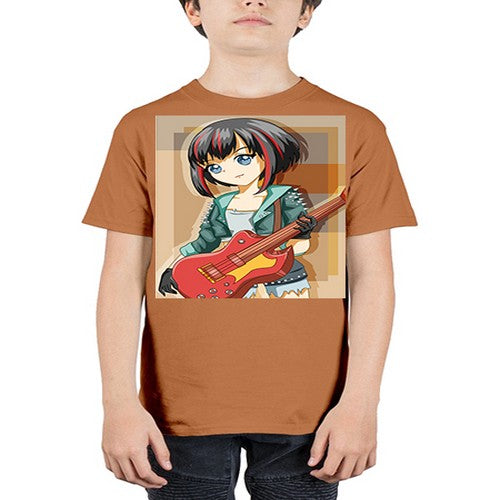 Beautiful rock girl with bass guitar perform 173# - anime - Youth Tee Unisex
