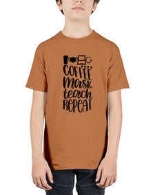 Coffee Mask Teach Repeat Style 660# - teacher - Youth Tee Unisex
