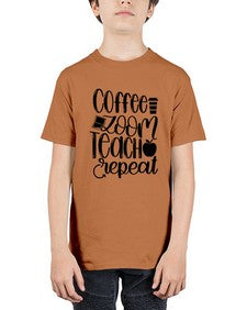 Coffee Zoom Teach Repeat Style 674# - teacher - Youth Tee Unisex