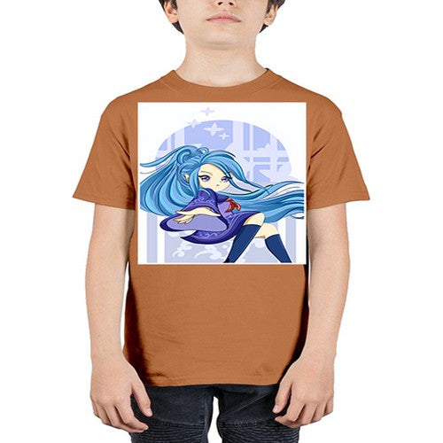 Cute and beautiful girl blue long hair cartoon 155# - anime - Youth Tee Unisex