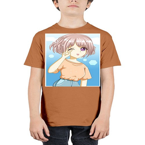 Cute and beautiful girl cream hair yellow shirt 29# - anime - Youth Tee Unisex
