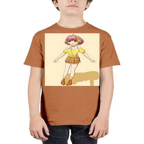 Cute and beautiful girl in summer with yellow dress 54# - anime - Youth Tee Unisex