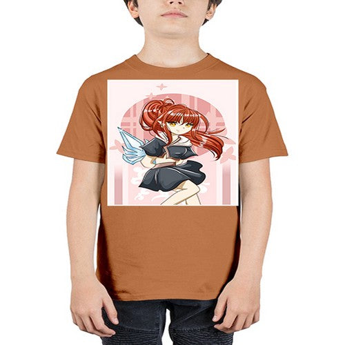 Cute and beautiful girl red long hair with sword cartoon 157# - anime - Youth Tee Unisex