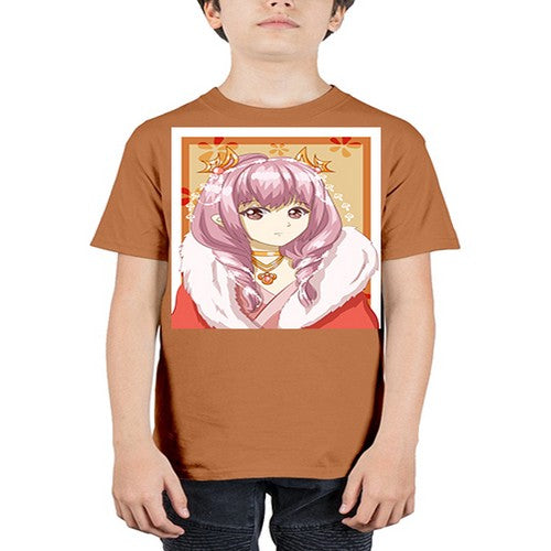 Cute and beautiful queen pink hair with red dress 124# - anime - Youth Tee Unisex