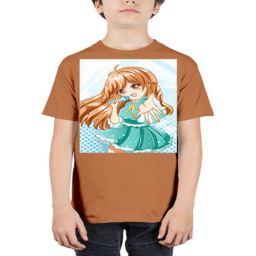 Cute and beautiful singer girl with green dress 163# - anime - Youth Tee Unisex