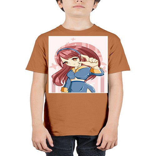 Cute and cool girl red long hair 166# - anime - Youth Tee Unisex
