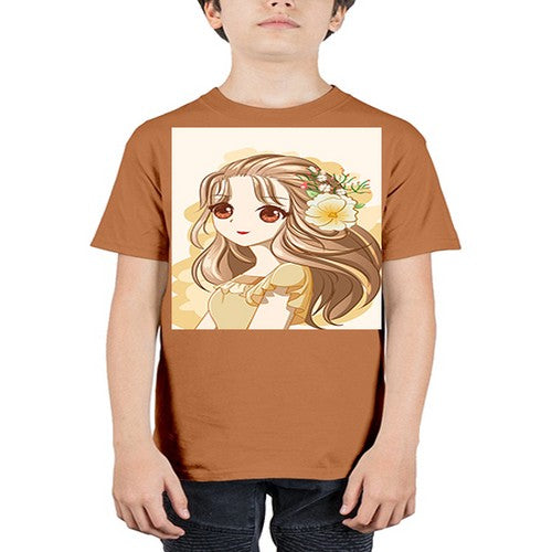 Cute and happy girl with flowers crown 57# - anime - Youth Tee Unisex