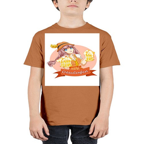 Cute and happy woman celebrating oktoberfest with beer 177# - anime - Youth Tee Unisex