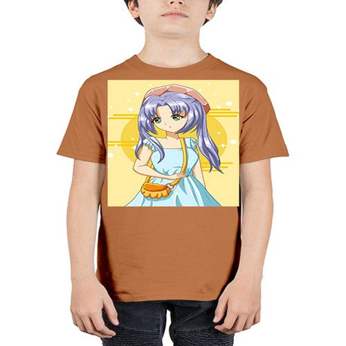 Cute and soft girl blue hair with blue dress in summer holiday 60# - anime - Youth Tee Unisex