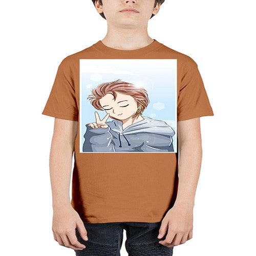 Cute boy brown hair with blue jacket 126# - anime - Youth Tee Unisex
