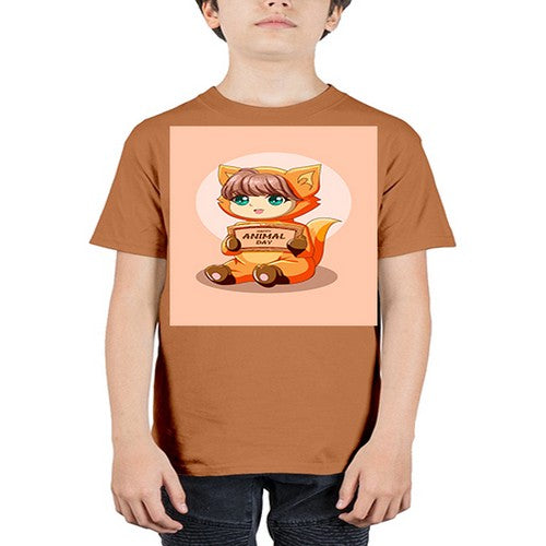Cute girl with animal costume in animal day text 137# - anime - Youth Tee Unisex