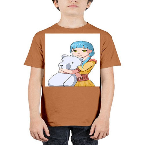 Cute girl with bear doll 26# - anime - Youth Tee Unisex