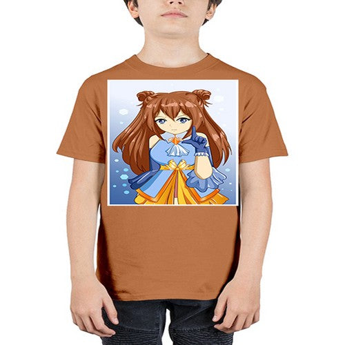 Cute little beautiful girl blue gold clothes cartoon 171# - anime - Youth Tee Unisex