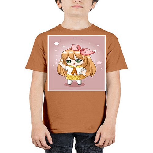 Cute little girl yellow hair wearing uniform 130# - anime - Youth Tee Unisex