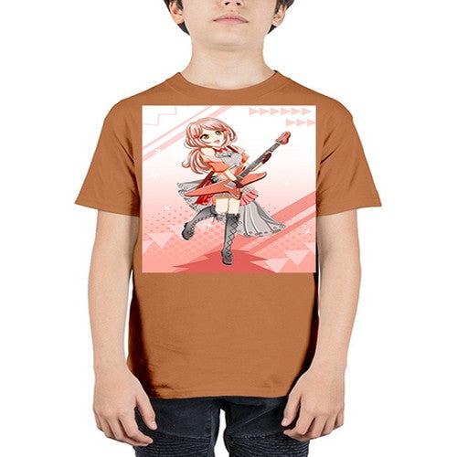 Cute rock star girl with guitar game 17# - anime - Youth Tee Unisex