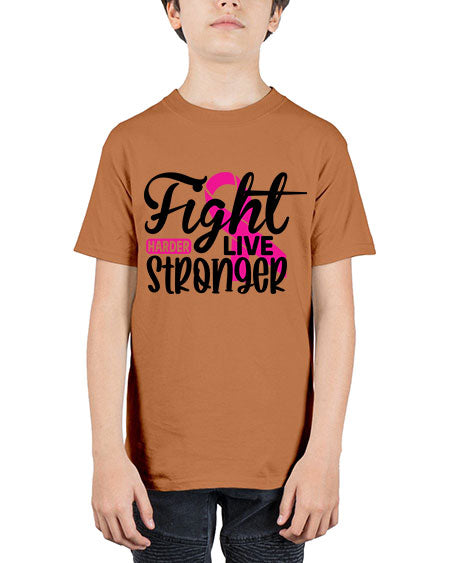 Fight Harder Live Stronger 27# - breast cancer - Youth Tee Unisex