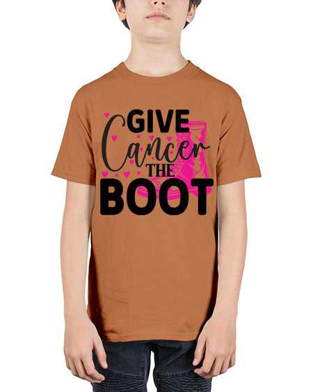 Give Cancer the Boot 24# - breast cancer - Youth Tee Unisex