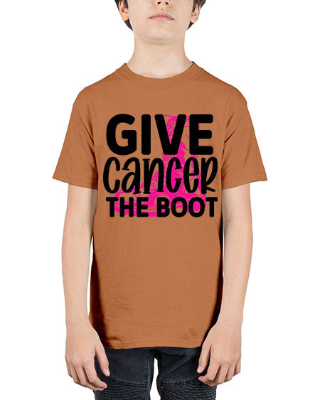 Give Cancer the Boot 25# - breast cancer - Youth Tee Unisex