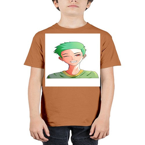 Handsome boy green hair wearing green shirt 35# - anime - Youth Tee Unisex