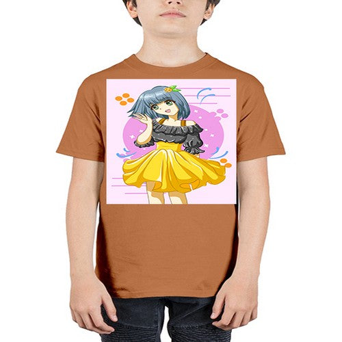 Happy and funny girl with black yellow dress in summer 41# - anime - Youth Tee Unisex