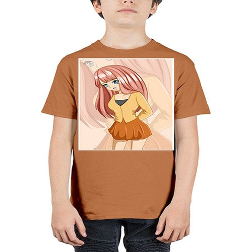 Happy beautiful and cute girl pink long hair 5# - anime - Youth Tee Unisex
