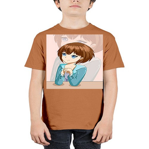 Happy beautiful and elegant girl brown hair 36# - anime - Youth Tee Unisex