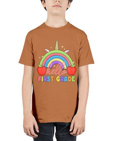 Hello first Grade Unicorn Rainbow 281# - first grade - Youth Tee Unisex