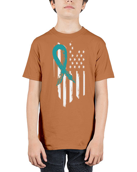 PTSD Teal Ribbon Distressed US 7# - PTSD - Youth Tee Unisex