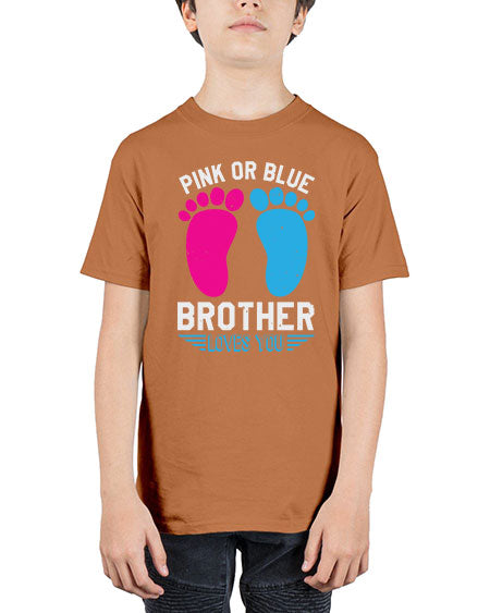 Pink or Blue brother loves you Style 185# - baby shower - Youth Tee Unisex
