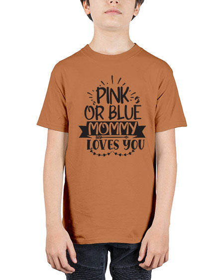 Pink or blue mommy loves you 435# - pregnancy - Youth Tee Unisex