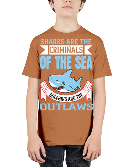 Sharks are the criminals of the sea Dolphins are the outlaws Style 32# - shark-fish - Youth Tee Unisex