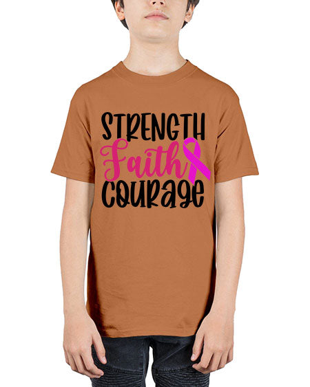 Strength Faith Courage 7# - breast cancer - Youth Tee Unisex