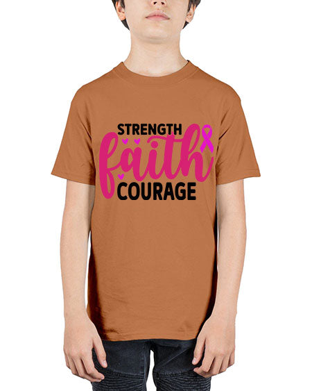 Strength Faith Courage 8# - breast cancer - Youth Tee Unisex