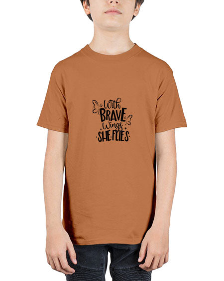 With Brave Wings She Flies - butterfly - Youth Tee Unisex